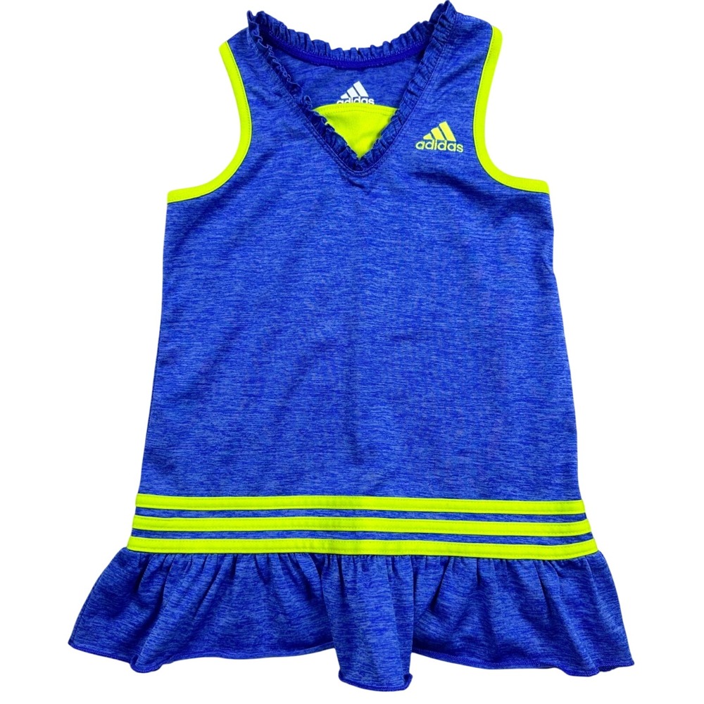Adidas Girls Blue‎ Neon Trim Ruffled Tennis Dress Size 24M